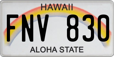 HI license plate FNV830