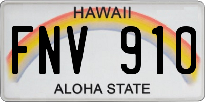 HI license plate FNV910