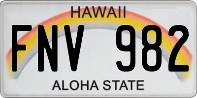 HI license plate FNV982