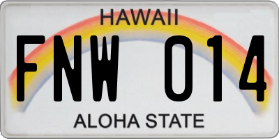 HI license plate FNW014