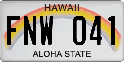 HI license plate FNW041