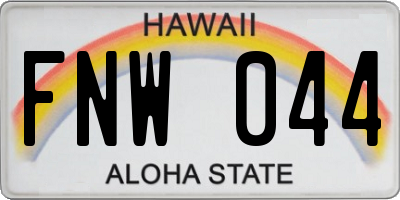 HI license plate FNW044