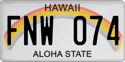HI license plate FNW074