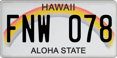 HI license plate FNW078