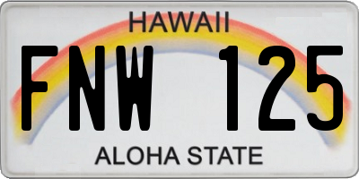 HI license plate FNW125