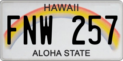HI license plate FNW257