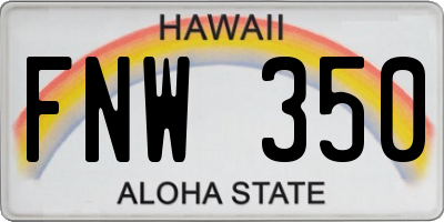 HI license plate FNW350