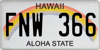 HI license plate FNW366