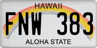 HI license plate FNW383