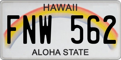 HI license plate FNW562