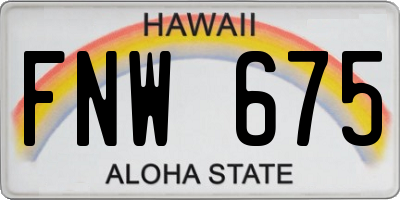 HI license plate FNW675