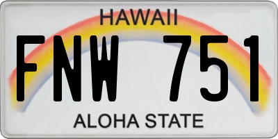 HI license plate FNW751