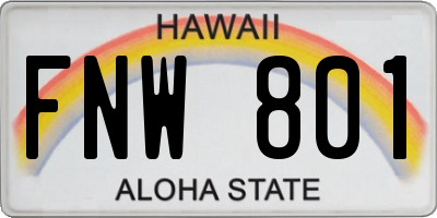 HI license plate FNW801