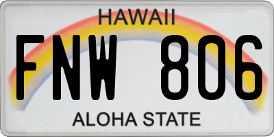 HI license plate FNW806