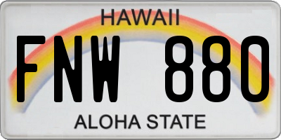 HI license plate FNW880