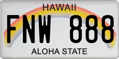 HI license plate FNW888