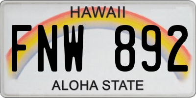 HI license plate FNW892