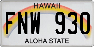 HI license plate FNW930