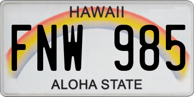 HI license plate FNW985
