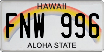 HI license plate FNW996