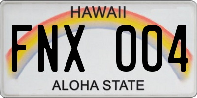 HI license plate FNX004