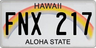 HI license plate FNX217