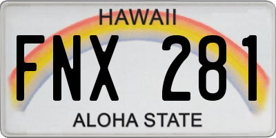 HI license plate FNX281