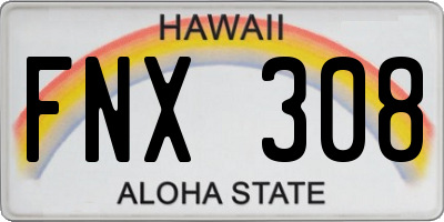 HI license plate FNX308