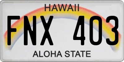 HI license plate FNX403