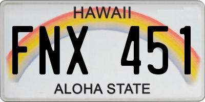 HI license plate FNX451