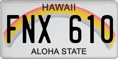 HI license plate FNX610