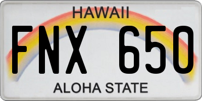 HI license plate FNX650
