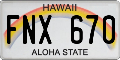 HI license plate FNX670