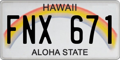 HI license plate FNX671