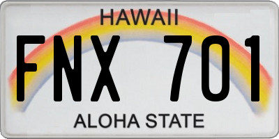 HI license plate FNX701