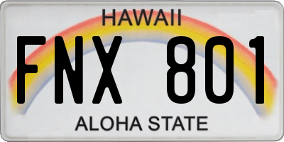 HI license plate FNX801