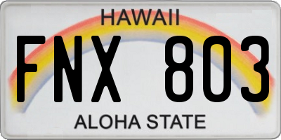HI license plate FNX803