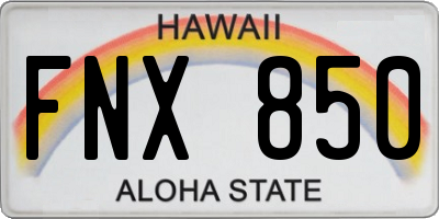 HI license plate FNX850
