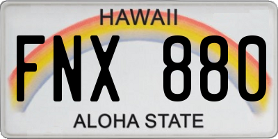 HI license plate FNX880