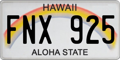 HI license plate FNX925