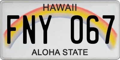 HI license plate FNY067
