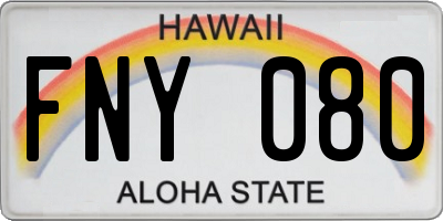 HI license plate FNY080