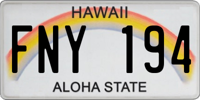 HI license plate FNY194