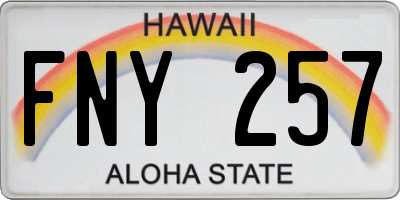 HI license plate FNY257