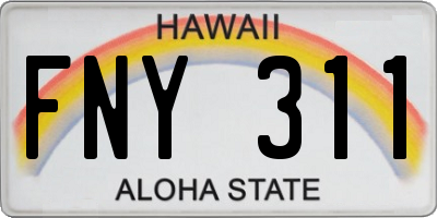 HI license plate FNY311