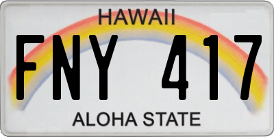 HI license plate FNY417