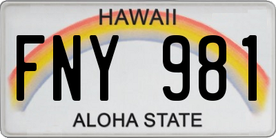 HI license plate FNY981