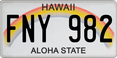 HI license plate FNY982