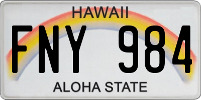 HI license plate FNY984