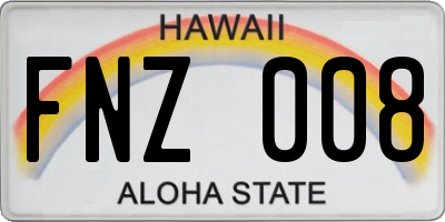HI license plate FNZ008